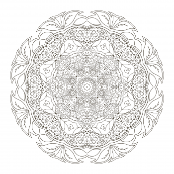 Mandala. Oriental pattern. Traditional round coloring ornament. Turkey, Egypt, Islam. Relaxing picture. Doodle drawing
