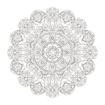 Mandala. Oriental pattern. Traditional round ornament. Turkey, Egypt, Islam. Doodle coloring drawing. Relaxing picture