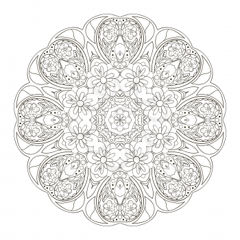 Mandala. Oriental pattern. Traditional round ornament. Turkey, Egypt, Islam. Doodle drawing. Coloring Relaxing picture