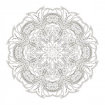 Mandala. Oriental pattern. Traditional round ornament. Turkey, Egypt, Islam. Doodle drawing coloring. Relaxing picture