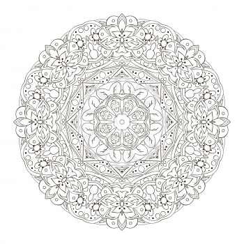Mandala. Oriental pattern. Traditional round ornament. Turkey, Egypt, Islam. Relaxing coloring picture