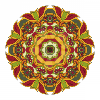 Mandala. Oriental pattern. Traditional round ornament. Turkey, Egypt, Islam. Relaxing picture. Doodle drawing. Red and orange