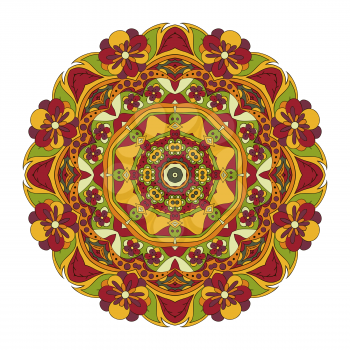 Mandala. Oriental pattern. Traditional round ornament. Turkey, Egypt, Islam. Relaxing picture. Doodle drawing. Red and orange tone