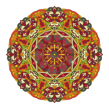 Mandala. Oriental pattern. Traditional round ornament. Turkey, Egypt, Islam. Relaxing picture. Red and orange
