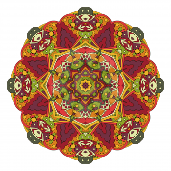 Mandala. Oriental pattern. Traditional round ornament. Turkey, Egypt, Islam. Relaxing picture. Red and orange tone
