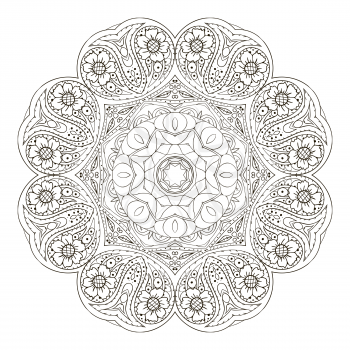 Mandala. Oriental pattern. Traditional round ornament. Turkey Egypt. Relaxing coloring picture