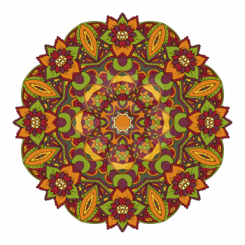 Mandala. Oriental pattern. Traditional round ornament. Turkey Egypt. Relax, yoga. Red and orange