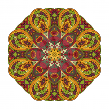 Mandala. Oriental pattern. Traditional round ornament. Turkey Egypt. Relax, yoga. Red and orange tone