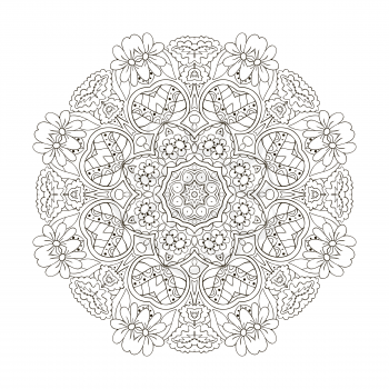 Oriental pattern. Traditional round ornament coloring. Mandala. Turkey, Egypt, Islam. Relaxing picture. Doodle drawing