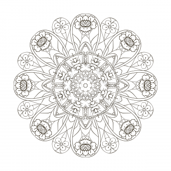 Oriental pattern. Traditional round ornament. Mandala. Coloring Flower. Doodle drawing