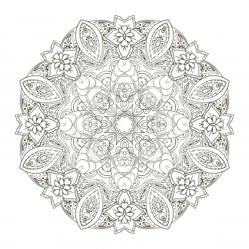 Oriental pattern. Traditional round ornament. Mandala. Coloring Snowflake. Doodle drawing