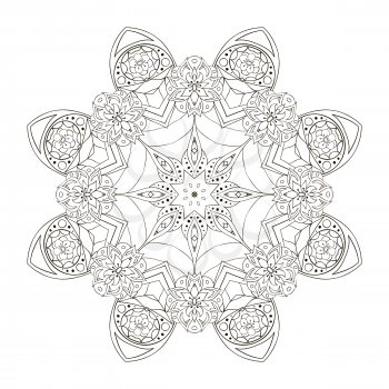 Oriental pattern. Traditional round ornament. Mandala coloring. Star. Doodle drawing