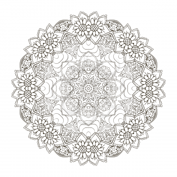 Oriental pattern. Traditional round ornament. Mandala Coloring. Turkey, Egypt, Islam. Doodle drawing