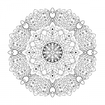 Oriental pattern. Traditional round ornament. Mandala. Doodle drawing. Coloring