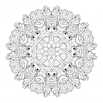 Oriental pattern. Traditional round ornament. Mandala. Doodle drawing coloring