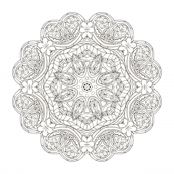 Oriental pattern. Traditional round ornament. Mandala. Flower. Doodle drawing coloring