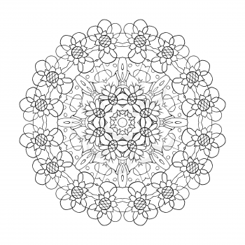 Oriental pattern. Traditional round ornament. Mandala. Flowers. Coloring Doodle drawing