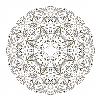 Oriental pattern. Traditional round ornament. Mandala. Turkey, Egypt, Islam. Doodle drawing coloring