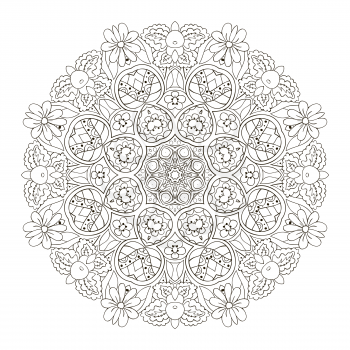 Oriental pattern. Traditional round ornament. Mandala. Turkey, Egypt, Islam. Relaxing picture. Doodle coloring