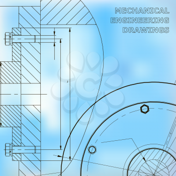 Backgrounds of engineering subjects. Technical illustration. Mechanical engineering. Technical design. Instrument making. Cover, banner, flyer, background. Corporate Identity. Blue