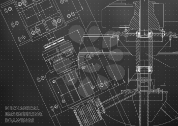 Blueprints. Mechanical engineering drawings. Technical Design. Cover. Banner. Black. Points