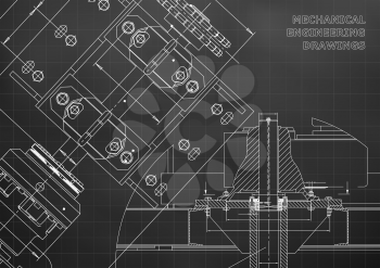 Engineering backgrounds. Technical Design. Mechanical engineering drawings. Blueprints. Black. Grid