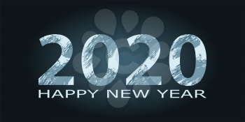 2020 typographic inscription on a black background. Happy New Year 2020. Banner, flyer, Happy New Year