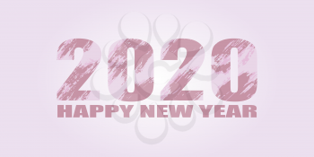 2020 typographic inscription on a pink background. Happy New Year 2020. Banner, flyer, Happy New Year