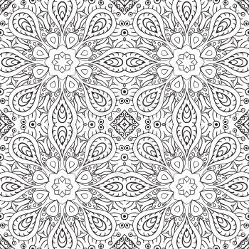 Seamless pattern doodle ornament. Coloring background. Ethnic