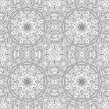 Seamless pattern doodle ornament. Ethnic motives. Zentangl. Coloring