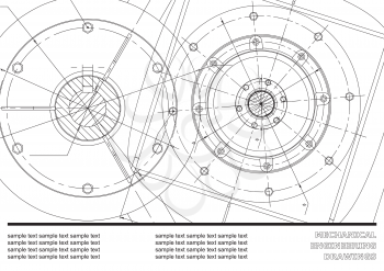 Vector Mechanical engineering drawings on a white background. Background for inscription