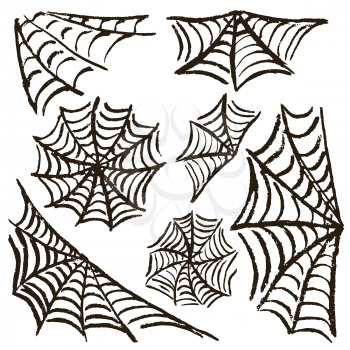 Halloween. Set cobwebs. Vector illustration. Collection of festive elements. Autumn holidays