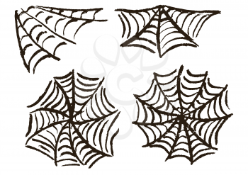 Halloween. Set cobwebs. Vector illustration. Collection of festive elements. Autumn holidays. Fun, children
