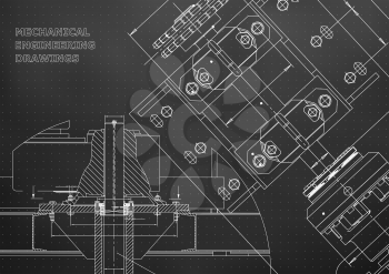 Blueprints. Mechanical construction. Technical Design. Engineering Cover. Banner. Black. Points