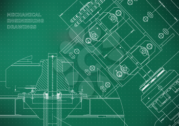 Blueprints. Mechanical construction. Technical Design. Engineering Cover. Banner. Light green. Points