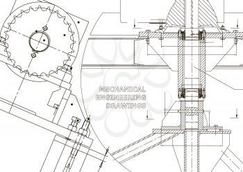 Blueprints. Mechanical construction. Technical Design. Engineering illustrations. Banner. White