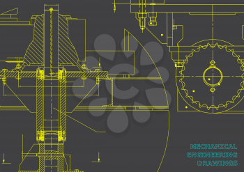 Blueprints. Mechanical engineering drawings. Cover. Banner. Technical Design. Gray