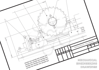 Mechanical drawings on a  white background. Engineering illustration. Frame
