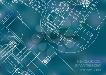 Mechanical Engineering drawing. Blueprints. Blue