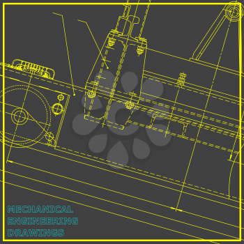 Mechanical engineering drawings. Engineering illustration. Vector gray background