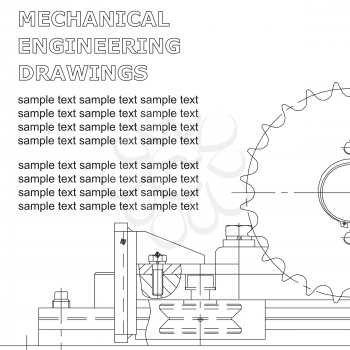 Mechanical engineering drawings on a white background. Blueprint