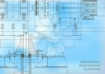 Mechanical engineering drawings. Technical Design. Engineering backgrounds. Blueprints. Blue