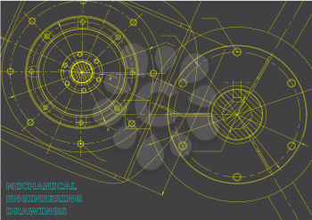 Mechanical engineering drawings. Vector background. Gray
