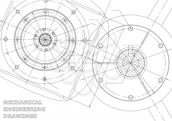 Mechanical engineering drawings. Vector background. White