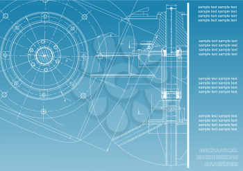 Mechanical engineering drawings. Vector engineering drawing. Blue