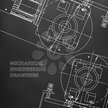 Mechanical engineering the drawing. Technical illustrations. The drawing for technical design. Cover, banner. Black. Points