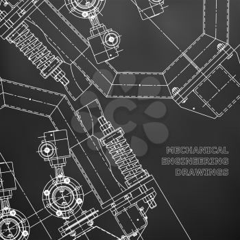 Mechanical engineering the drawing. Technical illustrations. The drawing for technical design. Cover. Black