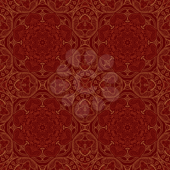 Seamless doodle pattern. Background. Ethnic motives. Brown