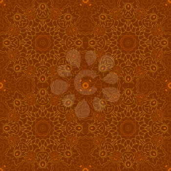 Mandala. Zentangl seamless ornament. Relax. Oriental pattern. Orange