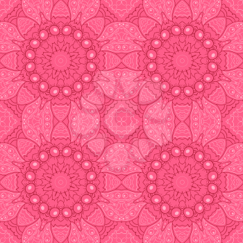 Mandala. Zentangl seamless ornament. Relax. Oriental pattern. Pink